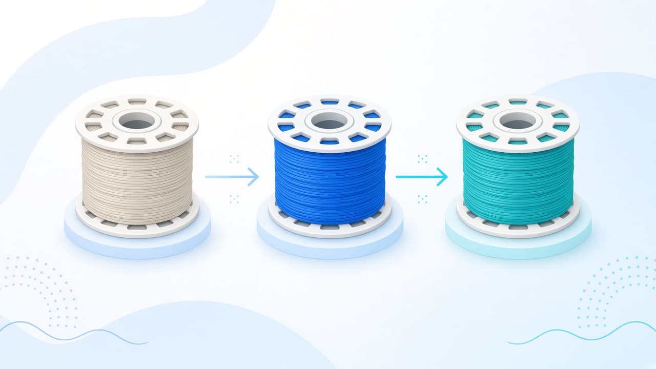 PLA vs PETG vs ABS — capa do artigo PLA vs PETG vs ABS: qual filamento escolher?